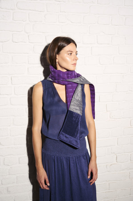 Grey Colour Block Scarf