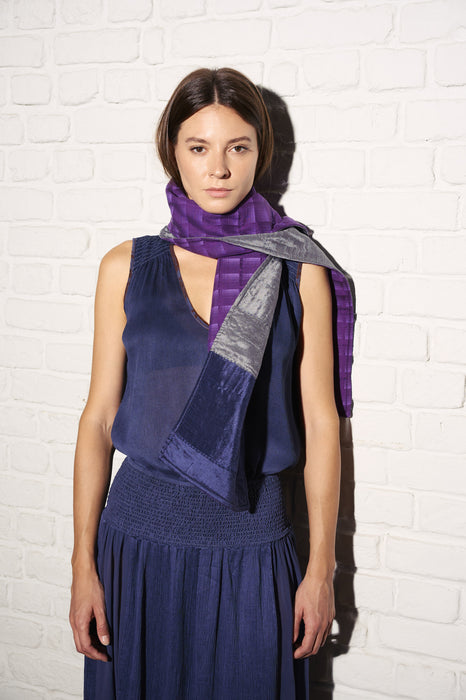 Grey Colour Block Scarf