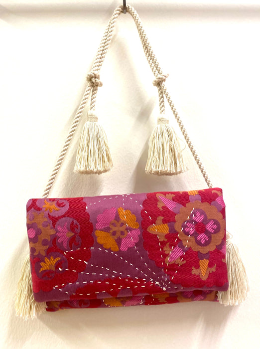 Padded Fuchsia Rose Clutch X Satchel