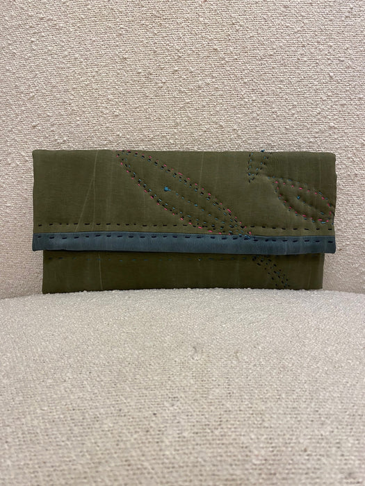 Padded 'Khaki Baquette' Clutch